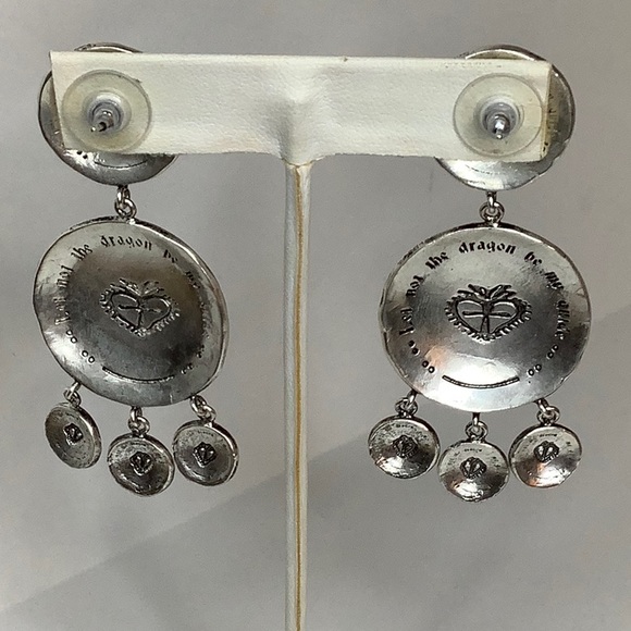 VIRGIN SAINTS AND ANGELS SILVER PAX CROSS EARRINGS BRAND NEW - Picture 3 of 4